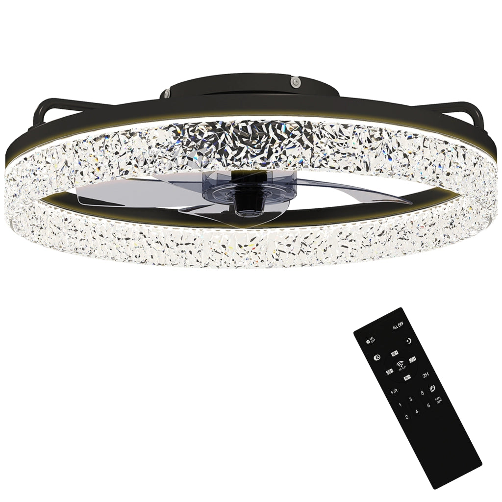 Ventilatore da Soffitto con Luce a LED Dimerizzabile e Telecomando ¨C Zephmum ¨C Nero