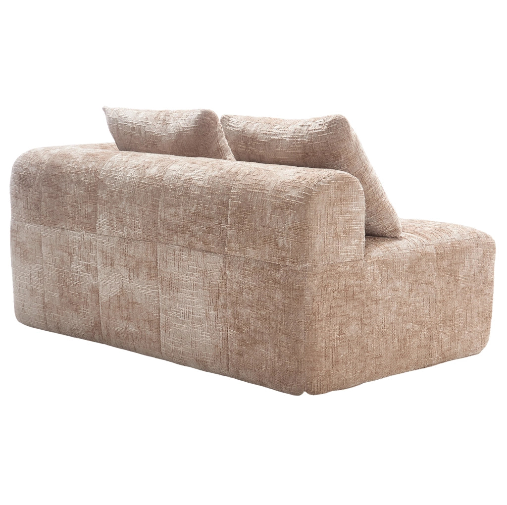 Divano con chaise longue e tasche laterali 158 cm in chenille khaki