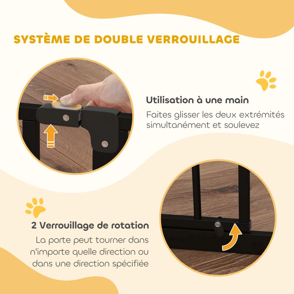 Cancelletto di Sicurezza per Animali Domestici ¨C Xylo ¨C Regolabile 75-95cm Acciaio ABS Nero