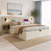 Letto contenitore 160 x 200 cm con comodini, luci e ricarica
