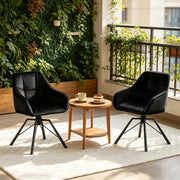 Sedia da pranzo girevole a 360° imbottita con braccioli in velluto nero e metallo 58.5 × 82.5 × 54.5 cm