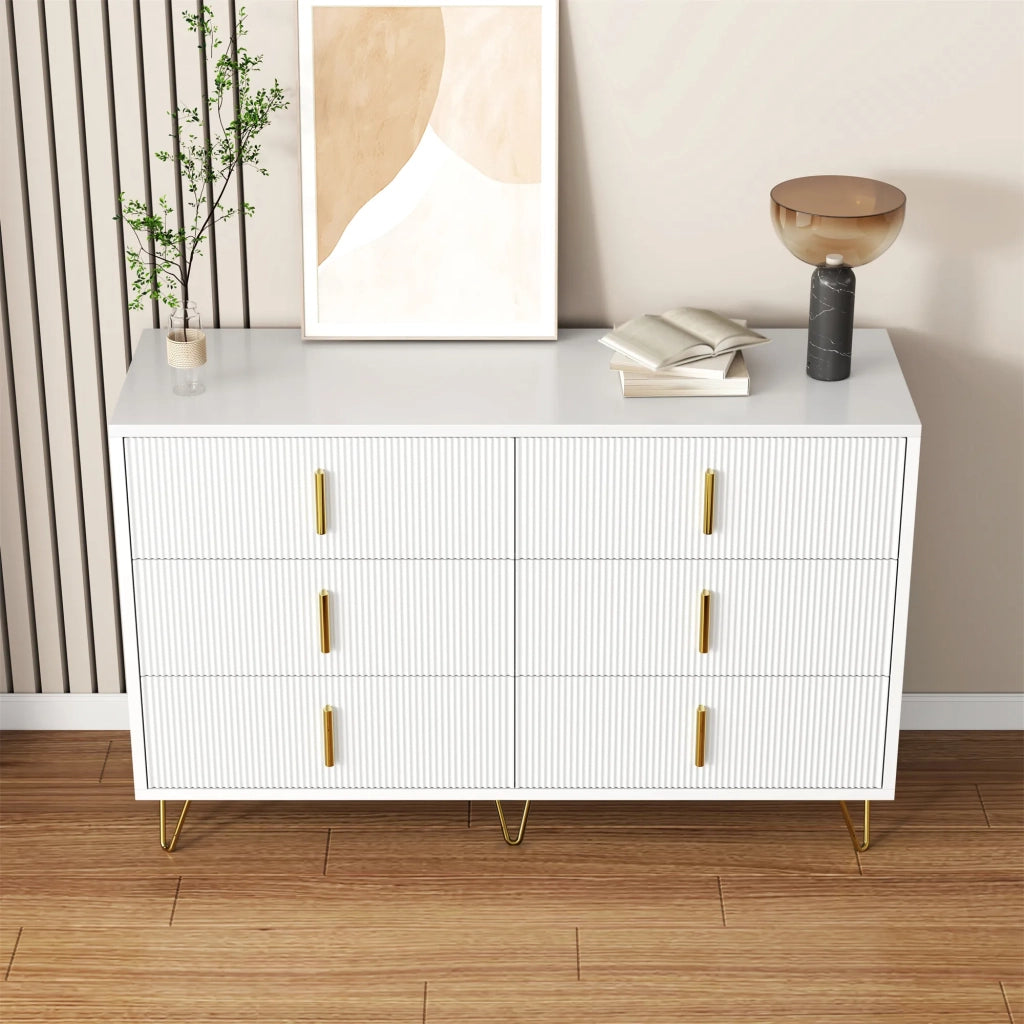 Sideboard elegante dal design moderno, comò con ampio spazio di archiviazione e maniglie dorate