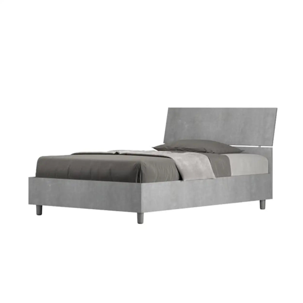 Letto una piazza e mezza contenitore 120x200 testata inclinata cemento Demas
