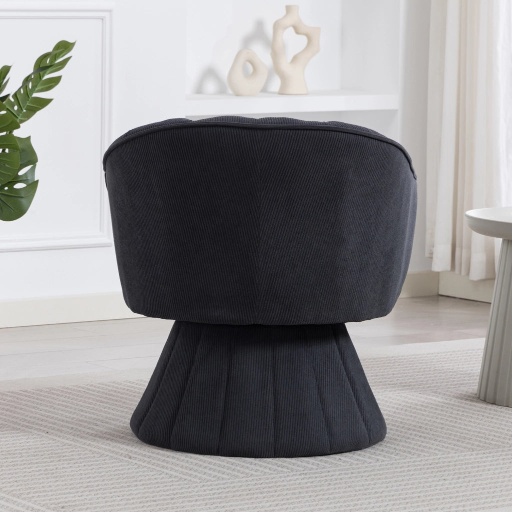 Sedia girevole 360° YEAVIO con imbottitura ergonomica in velluto a coste grigio scuro, base stabile, adatta per ufficio e home office, dimensioni 70x66x72 cm
