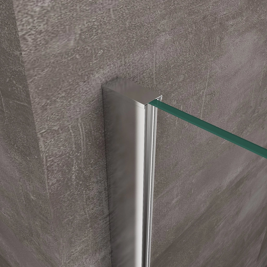 Box Doccia Angolare Con Pannello Fisso Laterale E Porta Frontale Scorrevole Senza Telaio H 200 Cromo Trasparente Cm 120 (118-120) x 160 (156-161)
