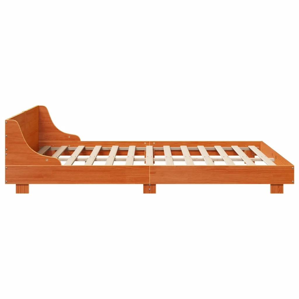 Letto senza Materasso-Struttura Letto Marrone Cera 140x190 cm in Legno di Pino 546675