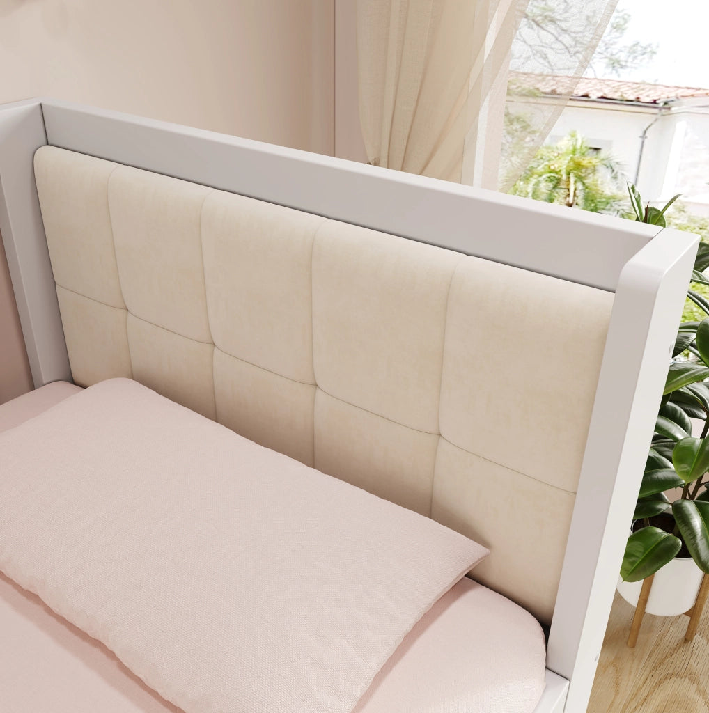 Letto singolo 90x190 cm con letto estraibile in legno bianco HOMVRA