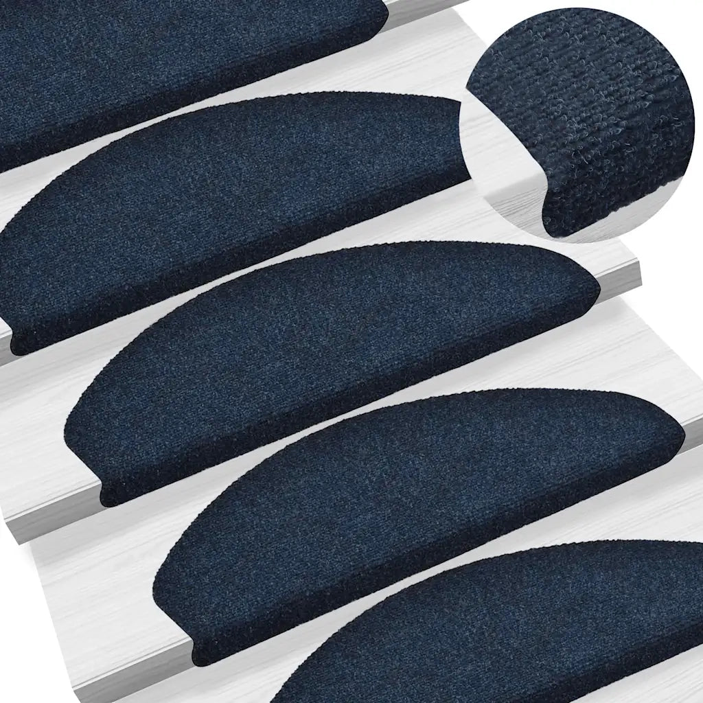 Tappetini per scale autoadesivi 5 pz | Gradini per Scale 65x21x4 cm blu navy semicircolari grandi