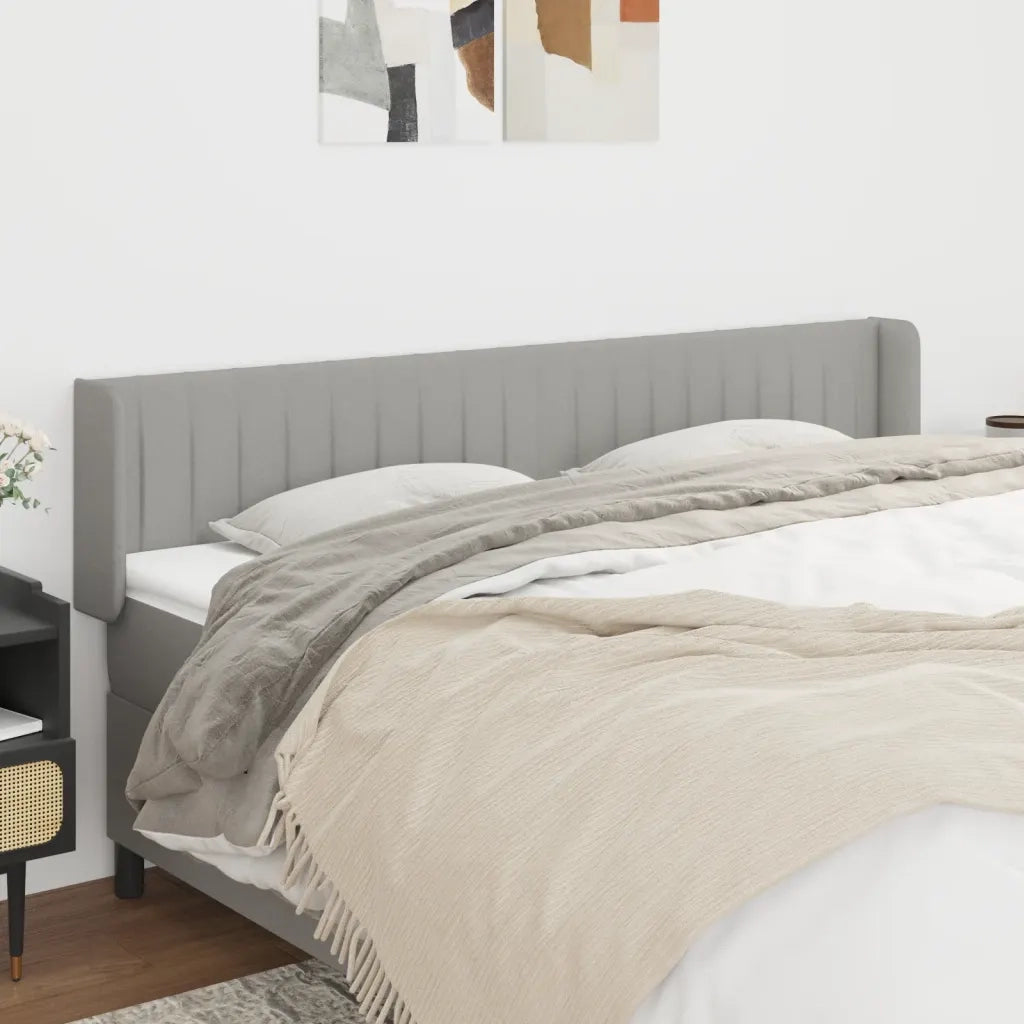 Testiera | Testata ad Orecchio Grigio Chiaro 163x16x78/88 cm in Tessuto
