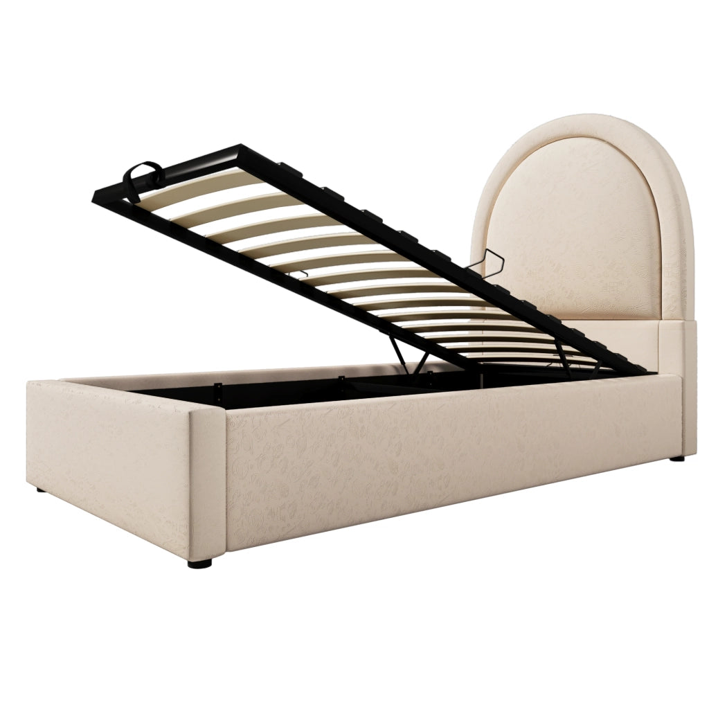 Letto imbottito beige 90x200 cm con materasso