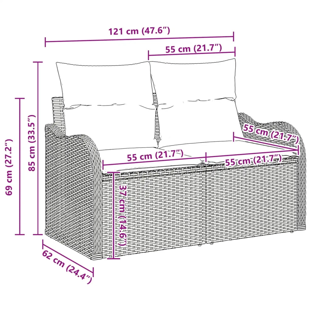 Set Divano da Giardino Grigio polyrattan 3345735