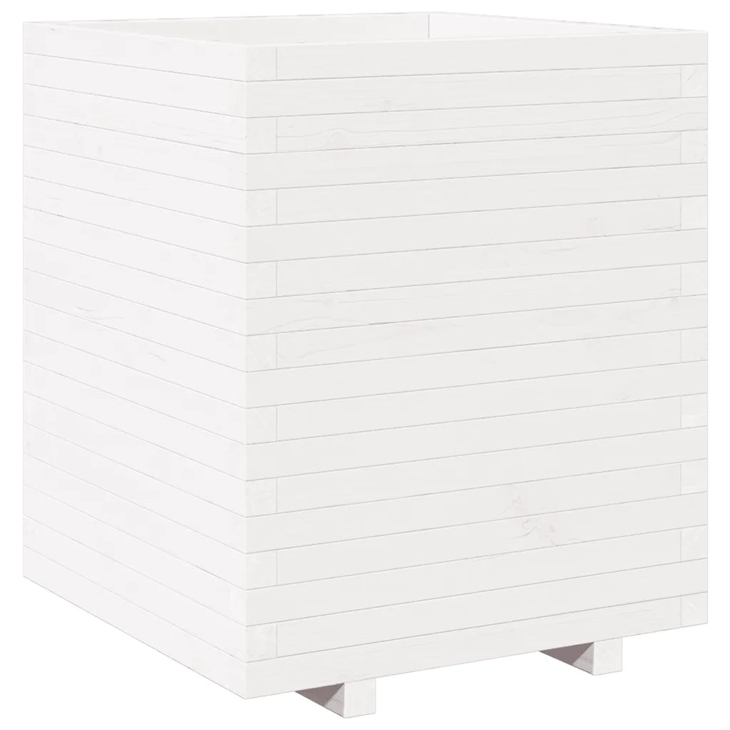 Fioriera da Giardino-Vaso da Esterno Bianca 60x60x72,5cm Legno Massello di Pino