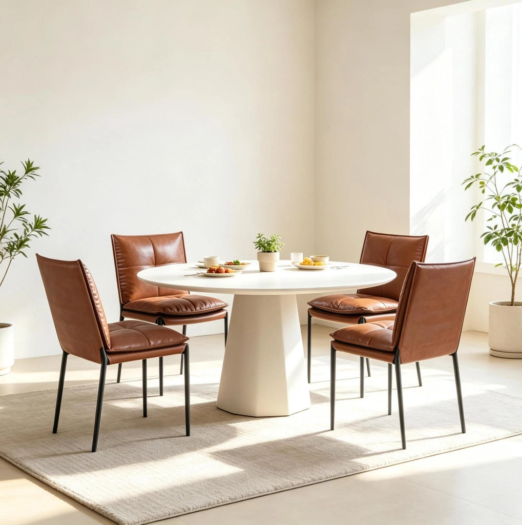 Set di 4 sedie da pranzo imbottite marrone e nero