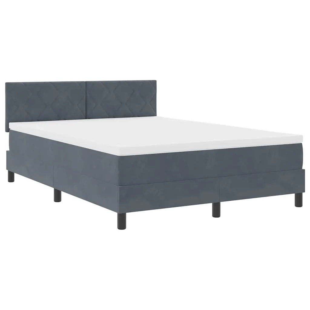 Letto a Sorgente LED con led Grigio scuro 140 x 200 cm Velluto