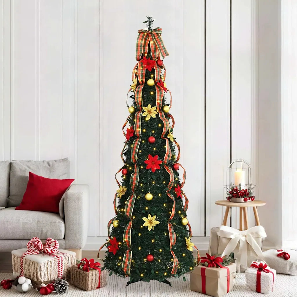 Albero di Natale artificiale con 200 LED Verde 215 cm PVC 42018633