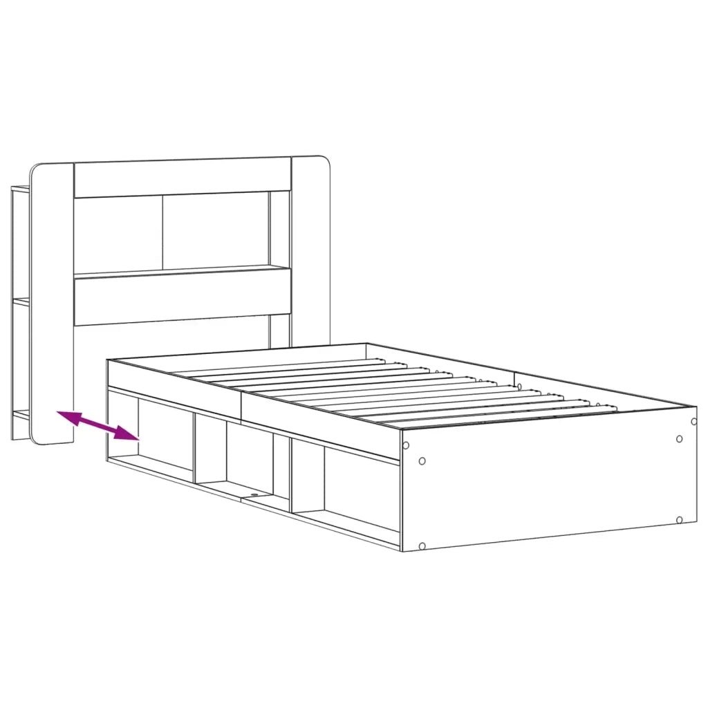 Letto singolo | Letto per adulti | Telaio del letto con storage Rovere Artigianale 75 x 190 cm