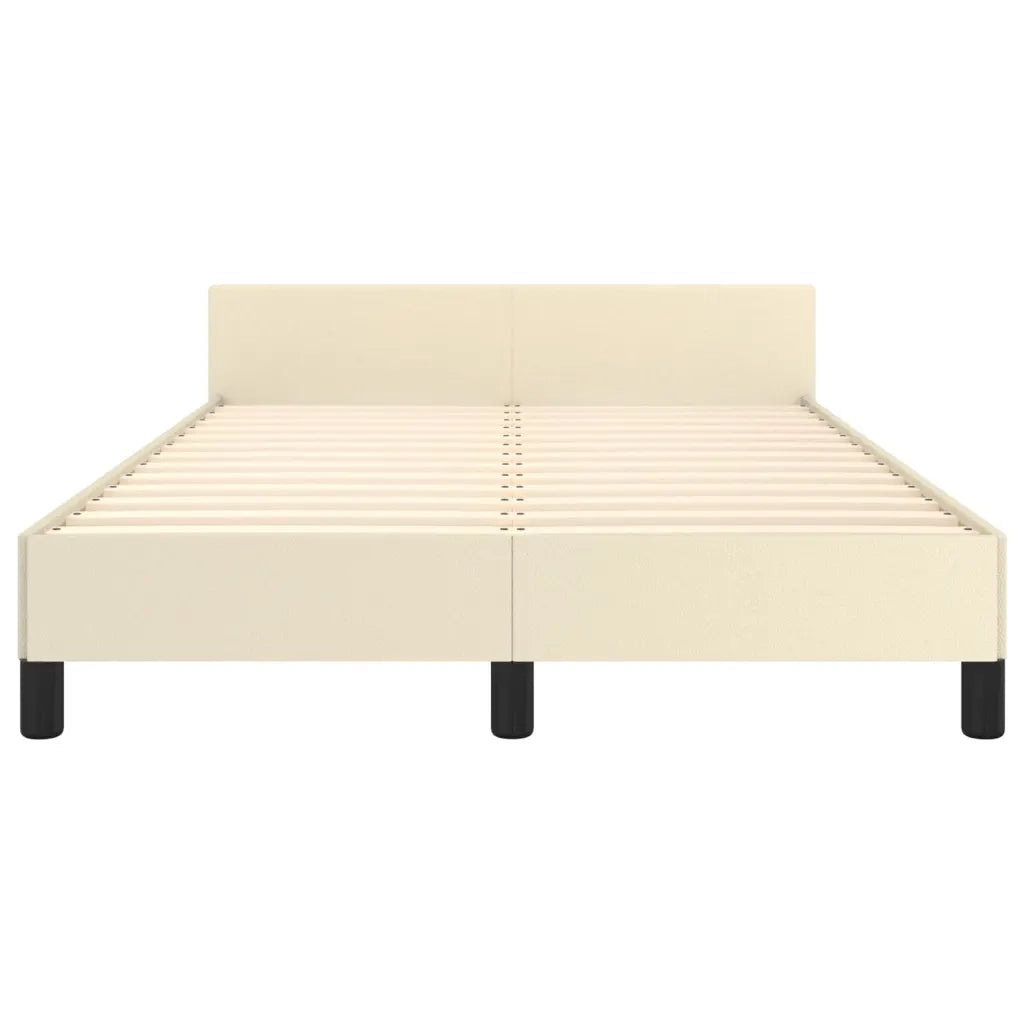 Letto matrimoniale | Letto per adulti | Giroletto con Testiera Crema 120x200 cm in Similpelle