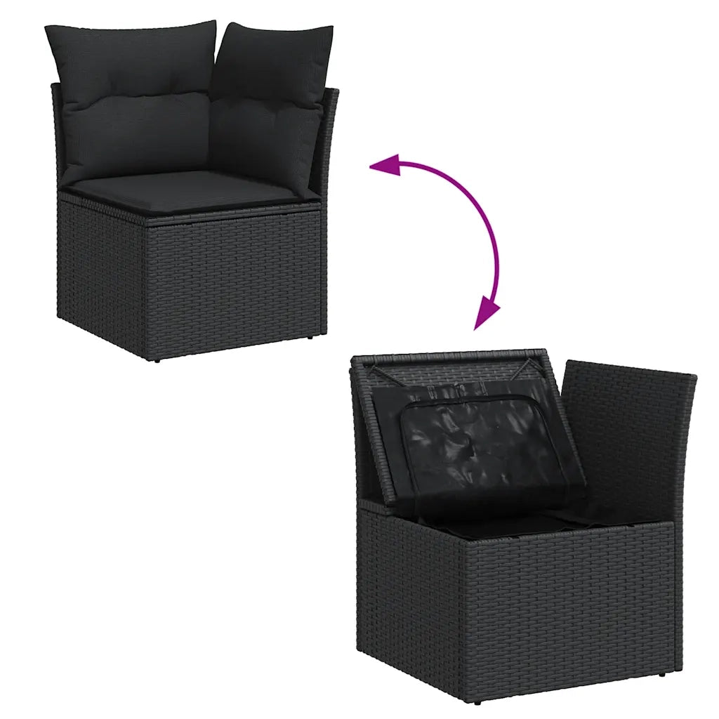 Set Divani da Giardino con Cuscini 7pz Nero Polyrattan 3326946