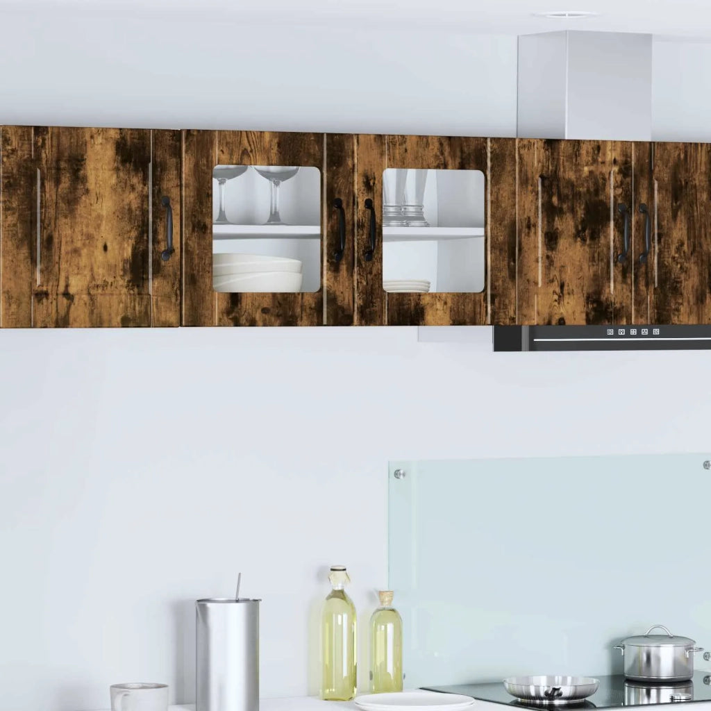 Pensile da cucina | Mobile in vetro da parete PORTO Rovere fum¨¦ 80 x 31 x 40 cm