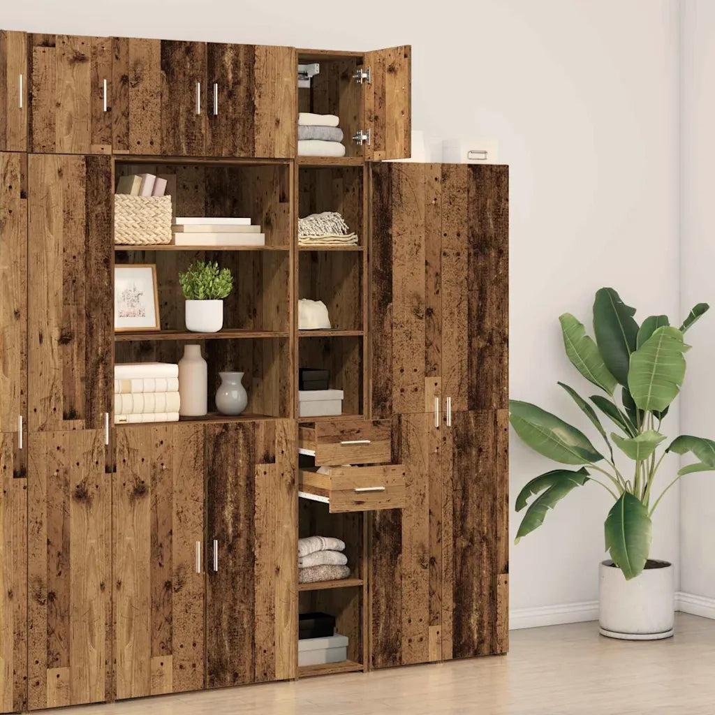 Armadio con cassetto 2 pz Legno vecchio 30 x 42,5 x 225 cm CFW9105167