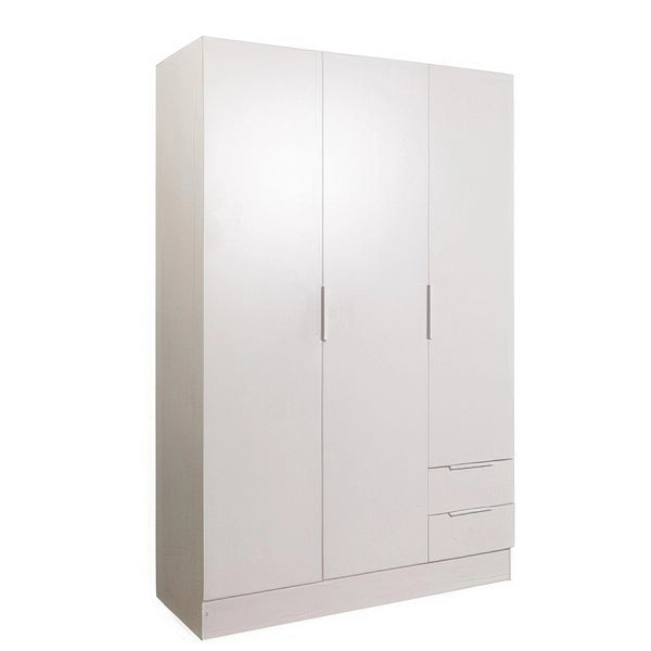 Armadio in Kit 3 Ante e 2 Cassetti Bianco 119 x 46 x 184 cm Salvaspazio in Legno FSC Espresso Composad