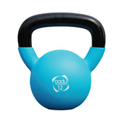 Kettlebell 12 kg blu, base piatta e manico comodo