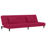 Divano letto | Sof¨¤ letto | Letto singolo a 2 Posti con 2 Cuscini Rosso Vino in Velluto