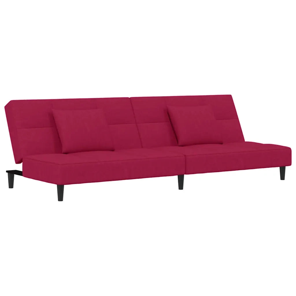 Divano letto | Sof¨¤ letto | Letto singolo a 2 Posti con 2 Cuscini Rosso Vino in Velluto