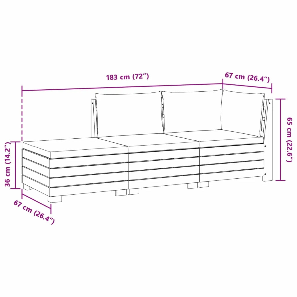 Set di divani da esterno con cuscino 3 Pezzo Marrone 3403097