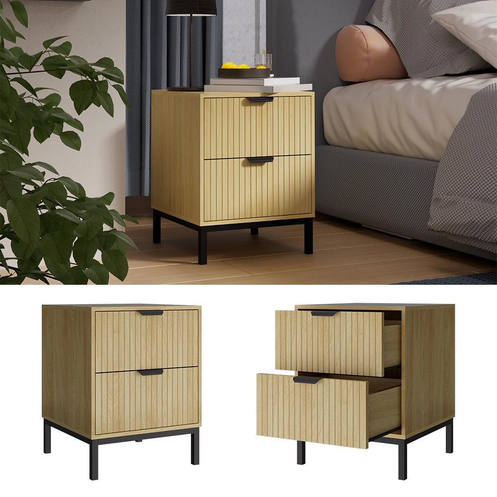 Vicco Comodino Rovere 40 x 52 cm con 2 cassetti