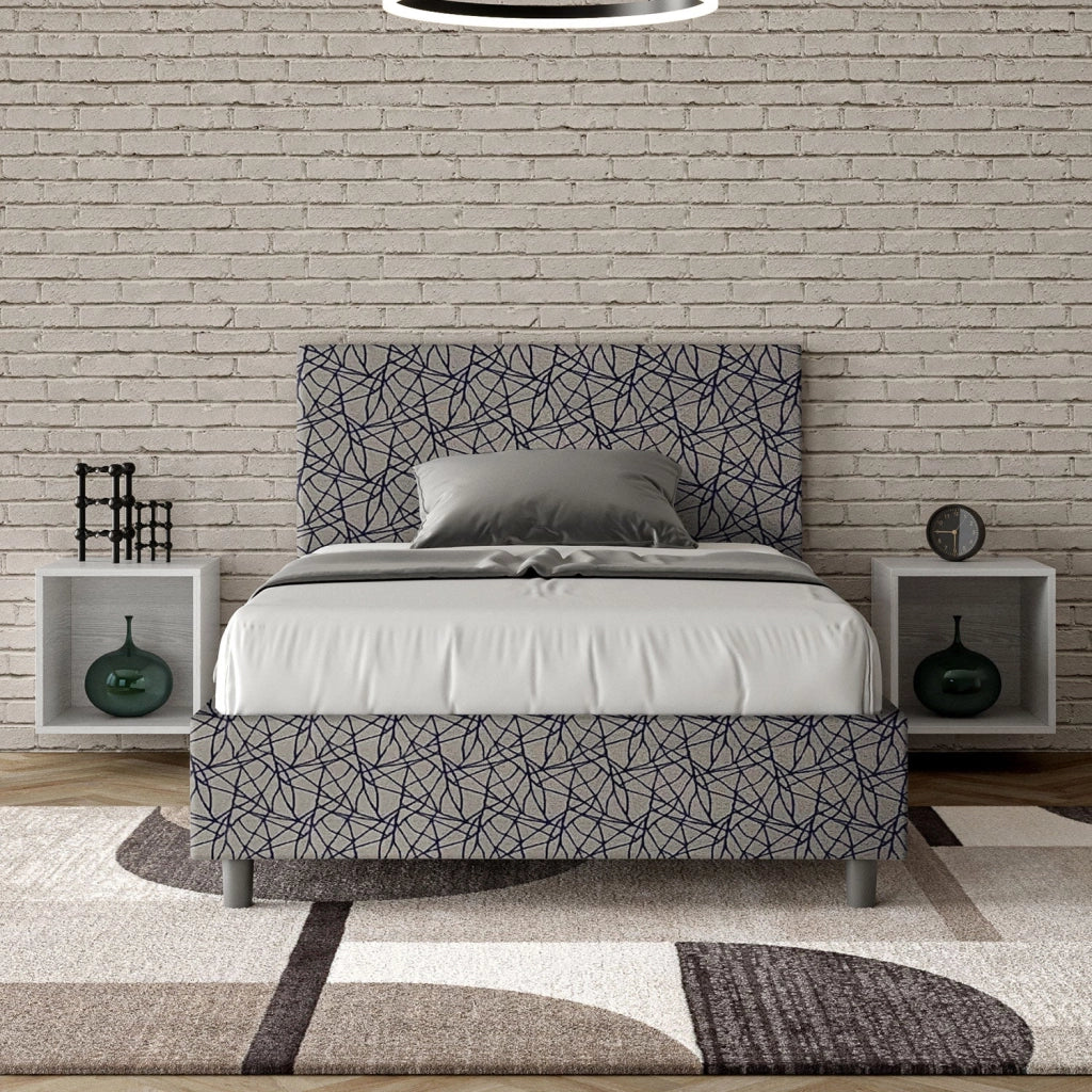 Letto 1 Piazza e Mezzo 120x190 cm con Rete e Contenitore Adele Era 09 Blu