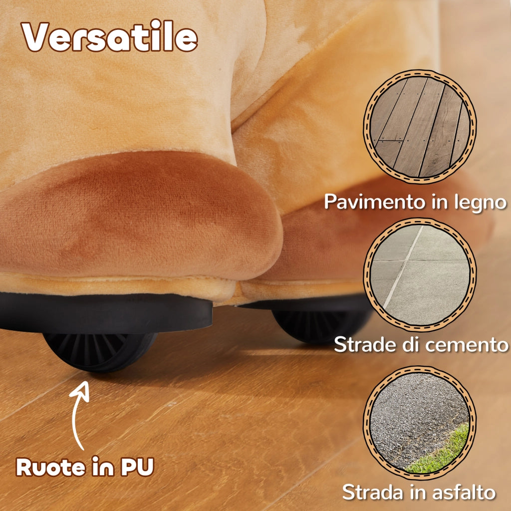 Cavallo Cavalcabile Elettrico per Bambini ¨C zephmum ¨C Marrone 6V con Ruote PU e Musica