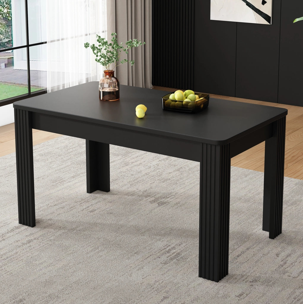 Tavolo da pranzo 116x65x75 cm in truciolato nero moderno, 4 gambe