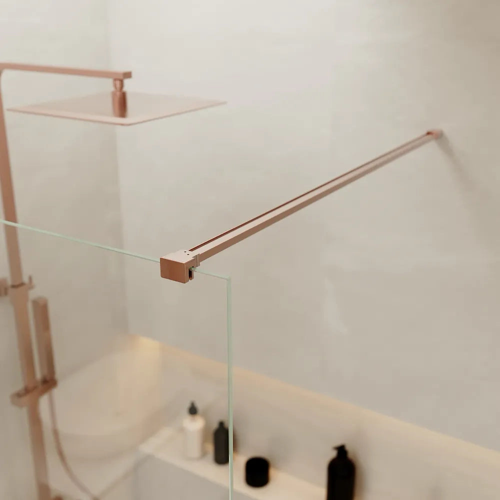 Doccia walk-in 130 cm vetro 8mm anticalcare h200 profilo rame spazzolato | Keros