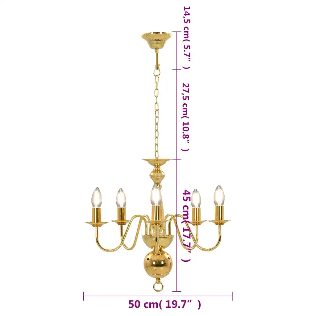Lampadario Oro 5 Lampadine Attacco E14 281617