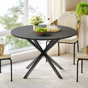 Tavolo rotondo 120 cm con gambe a X in acciaio nero per cucina, sala da pranzo o home office