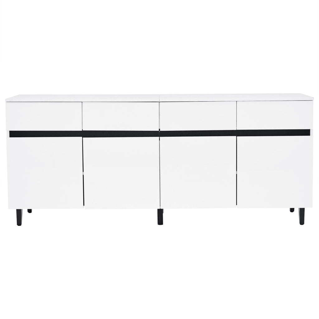 Credenza Bianca Lucida Mobile Buffet 160 cm con 4 Cassetti e 2 Ante