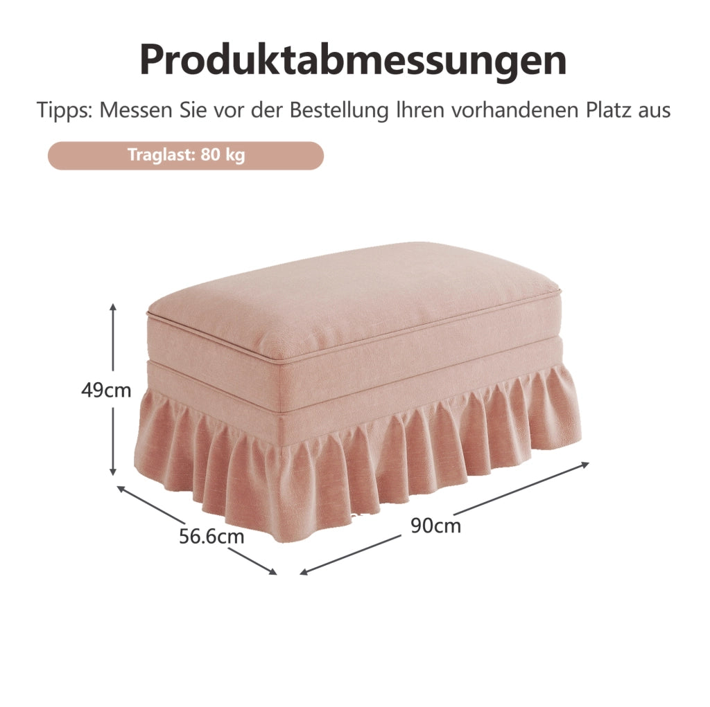 Pouf Windsor in tessuto ciniglia rosa