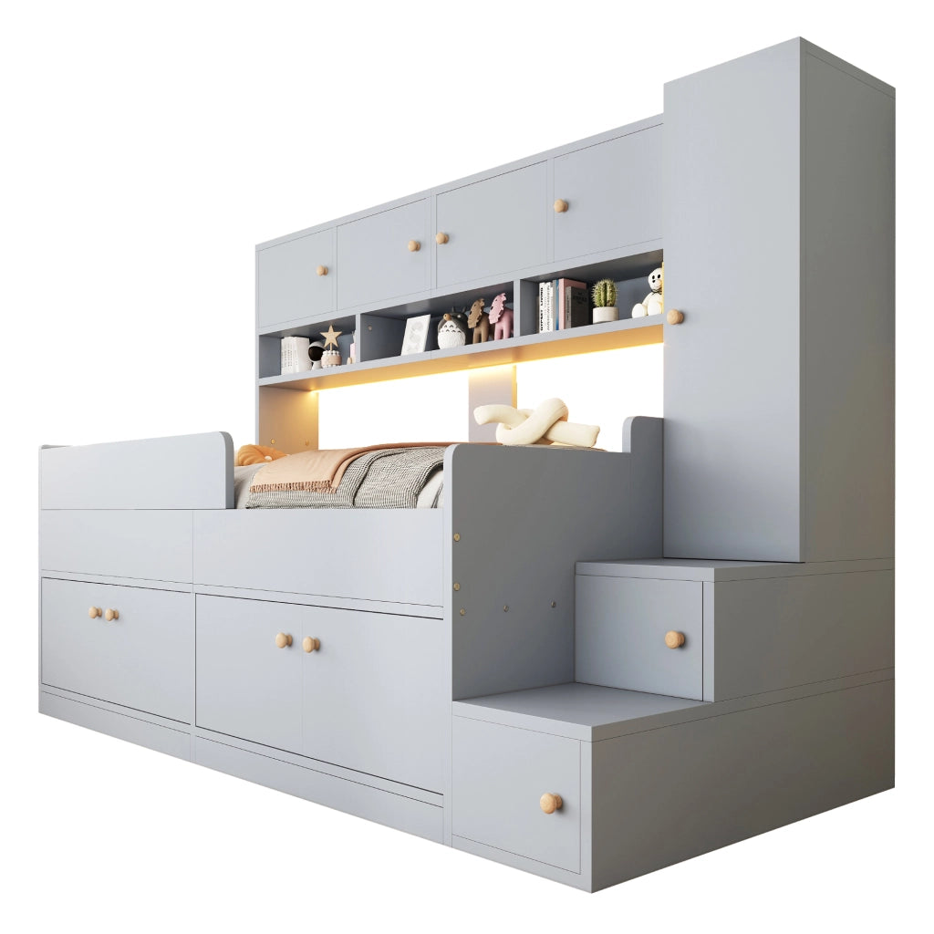letto in legno grigio 96 x 238 cm