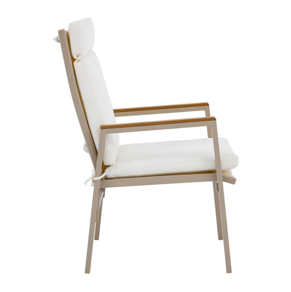 Set di 2 sedie da esterno beige con braccioli e cuscino
