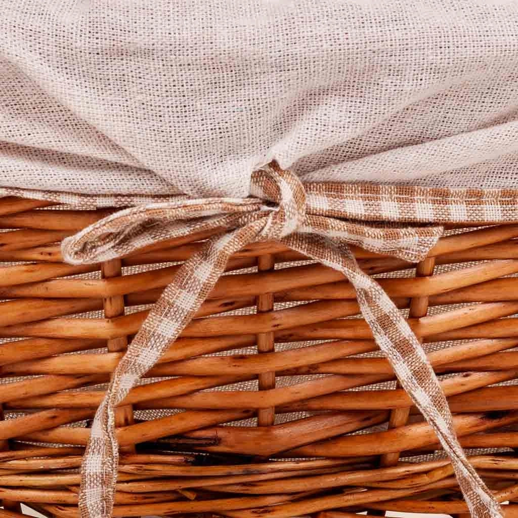 Set di 3 cestini in vimini foderati marroni