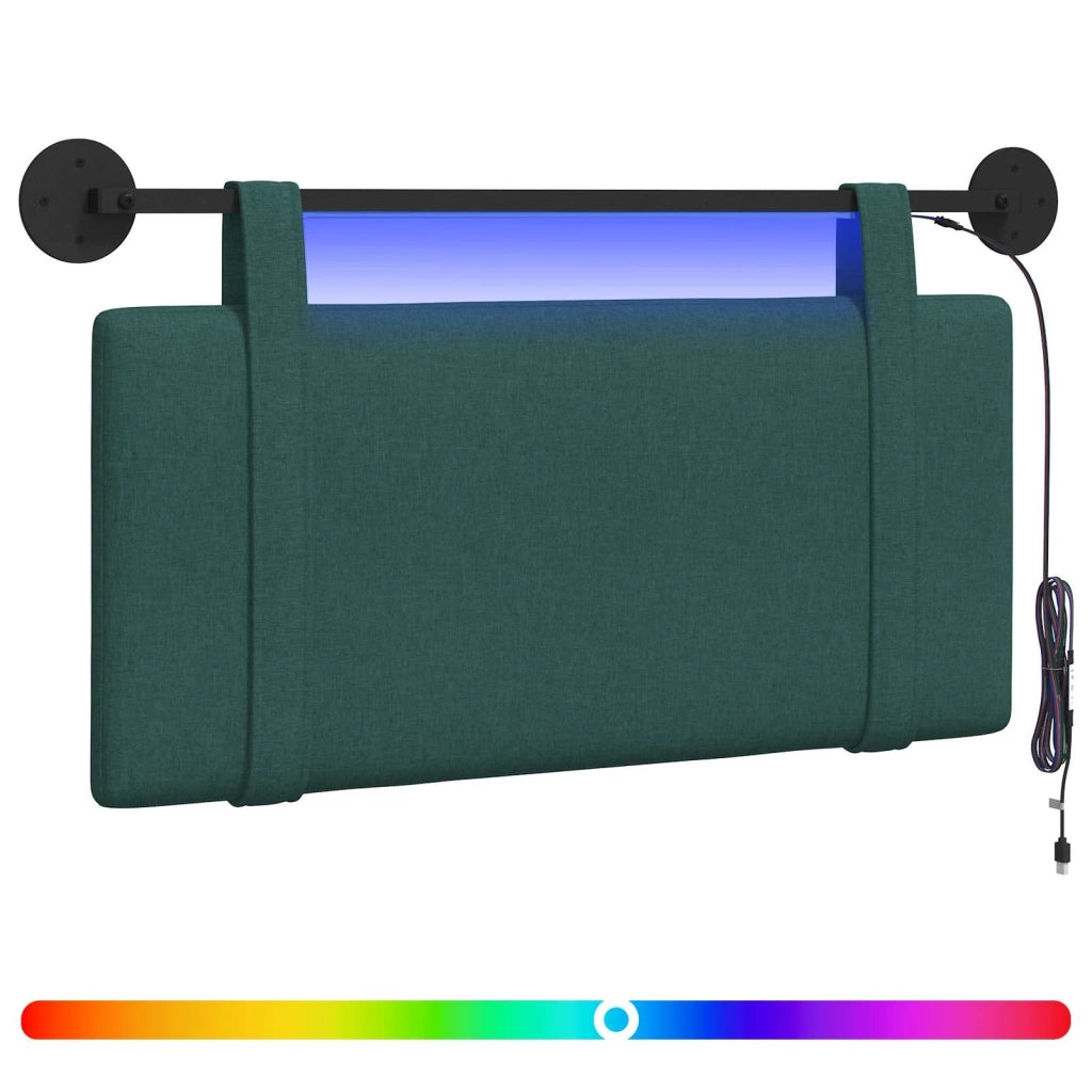 Testiera | Testata sospesa Con luce LED Verde Scuro Tessuto