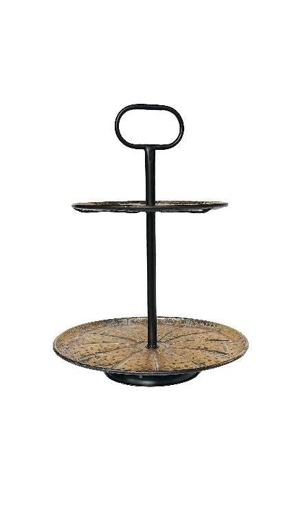 Alzata Decorativa in Ferro 2 Ripiani 40 x 52 cm