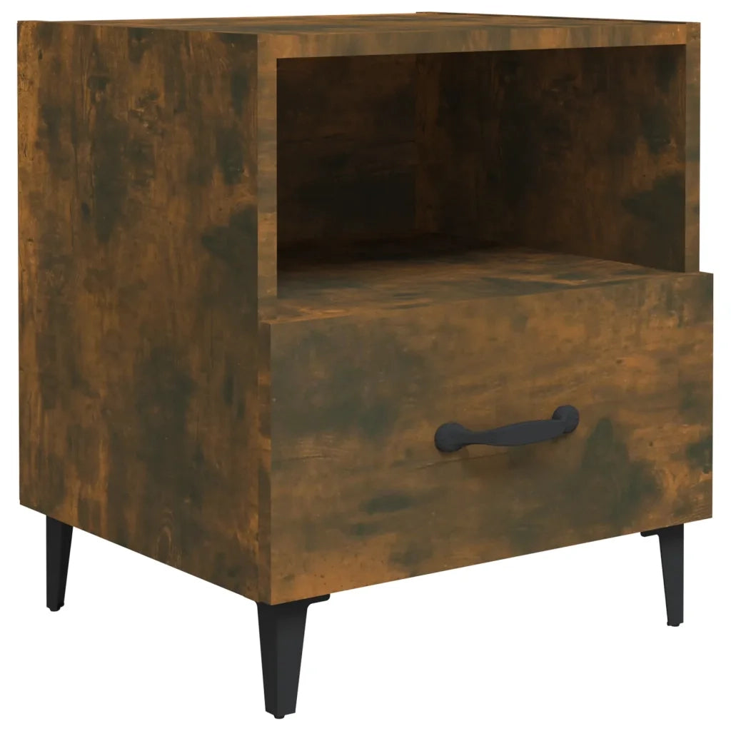 Comodini 2 pz-Set di 2 Tavolino da notte Rovere Fumo in Legno Multistrato 966606