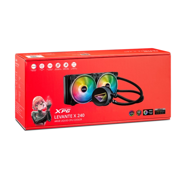 ADATA XPG DISSIPATORE CPU ACQUA LEVANTE X 240 ARGB BLACK RGB MIRROR PUMP HEAD