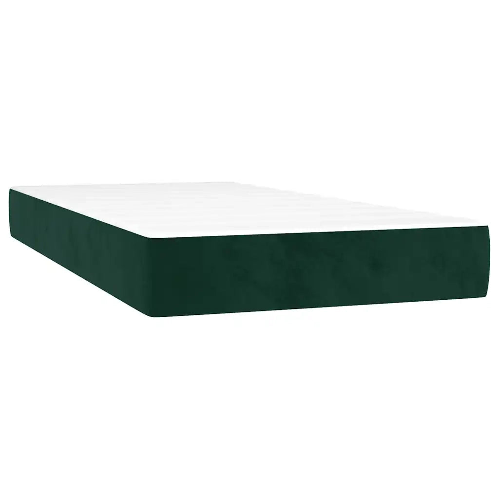 Letto a Molle con Materasso e LED Verde Scuro 100x200cm Velluto