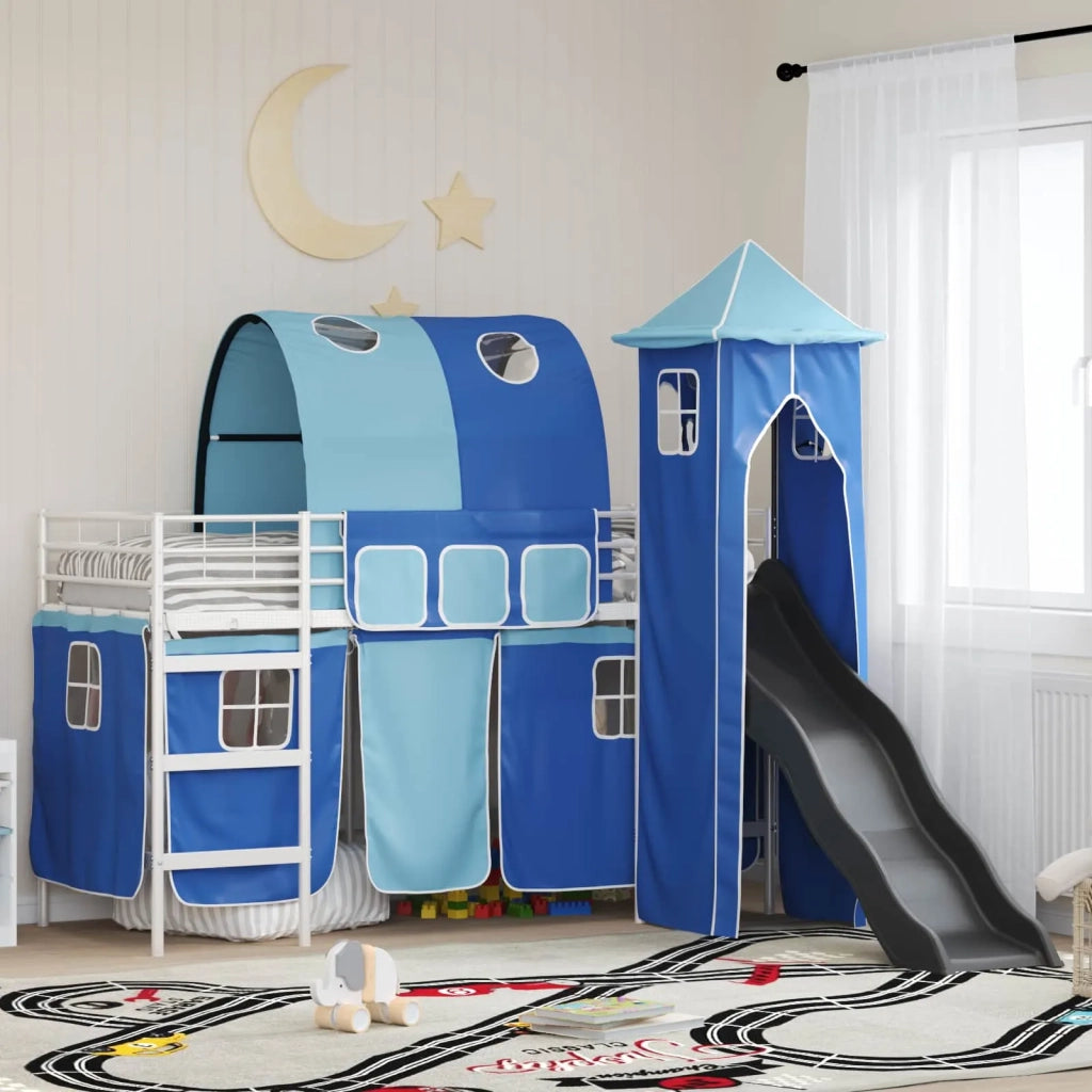 Struttura del letto loft per bambini Bianco e Blu 90 x 190 cm 42020901