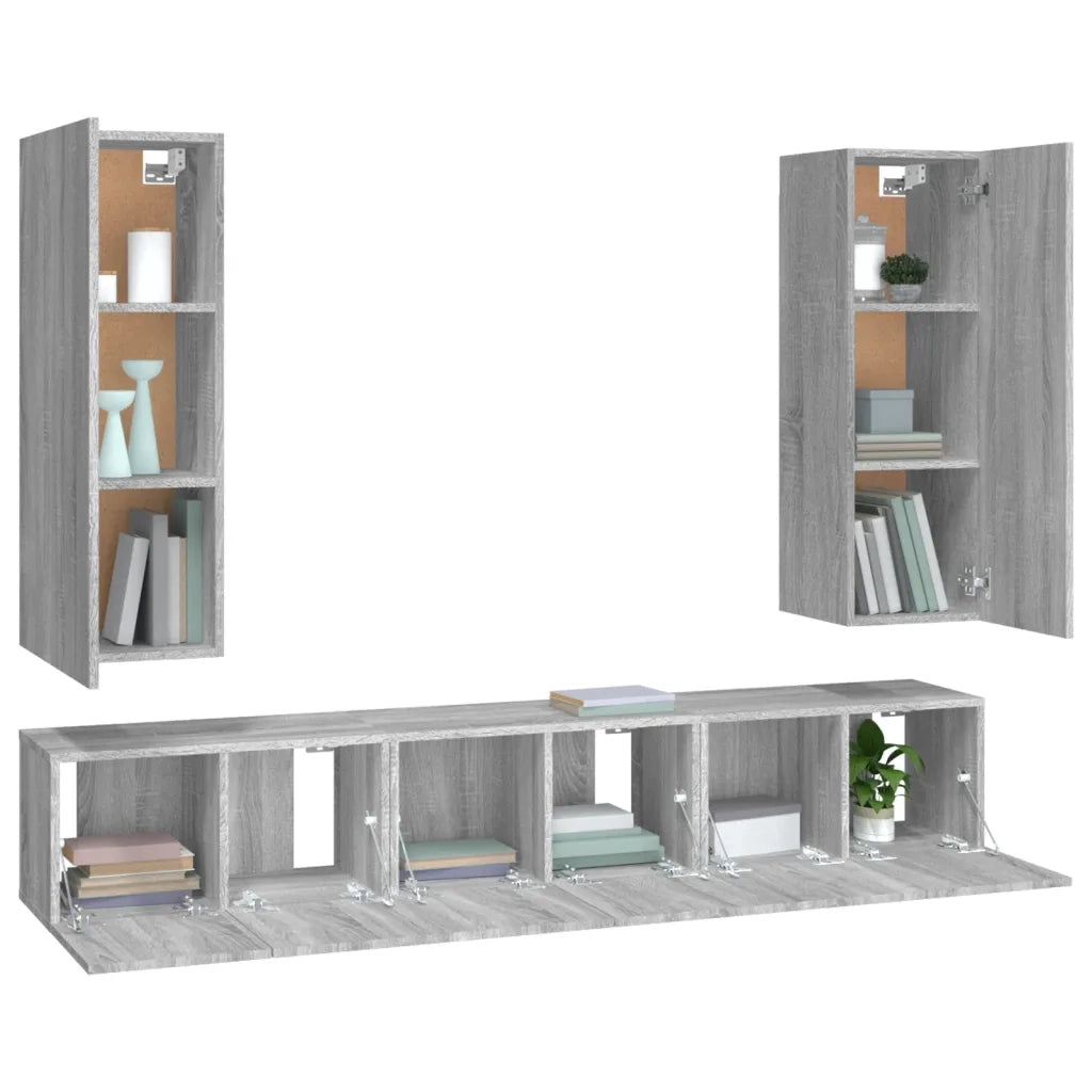 Set di Mobili Porta TV 5 pz Grigio Sonoma in Legno Multistrato 3120210