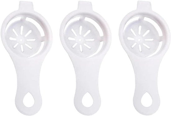 Strumento per la separazione degli albumi - Accessorio da cucina - Acciaio inossidabile - Separatore di albumi - Utile aiuto manuale - Adatto per tutti i tipi di uova - Bianco 3 pezzi.