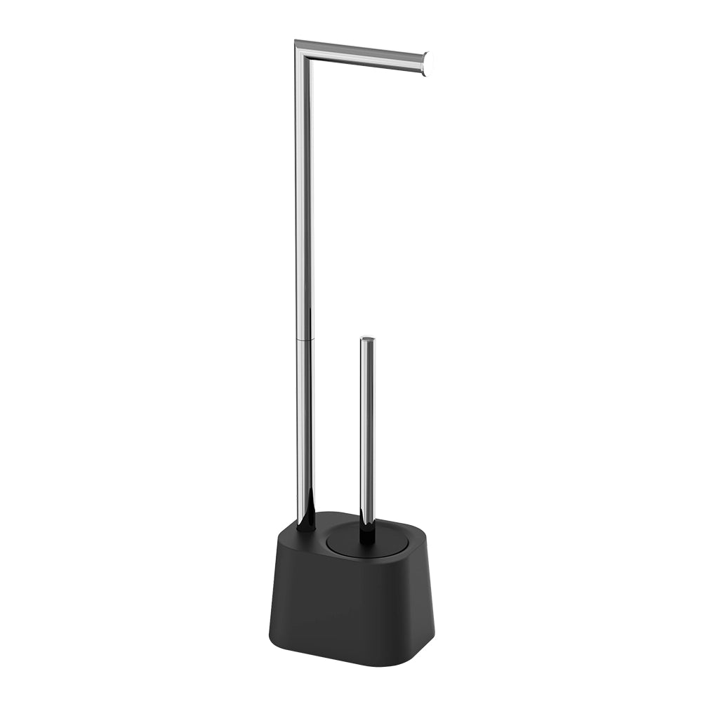 Piantana portarotolo e portascopino in plastica nero opaco Glim